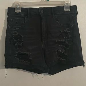 Black Jean Distressed American Eagle Super Hi-Rise Shortie Size 4